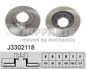 Купить J3302118 Nipparts Тормозные диски Land Cruiser 80 (4.0, 4.2, 4.5)