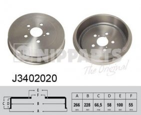 Купить J3402020 Nipparts Тормозной барабан Avensis T22 (1.6, 1.8, 2.0)