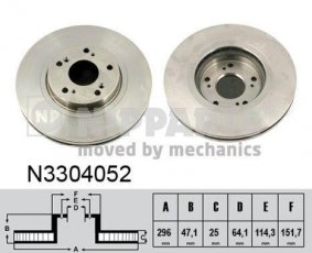 Купити N3304052 Nipparts Гальмівні диски Аккорд (2.0 i, 2.2 i-DTEC, 2.4 i)