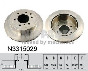 Купить N3315029 Nipparts Тормозные диски Паджеро 4 (3.0, 3.2, 3.8)
