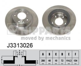 Купить J3313026 Nipparts Тормозные диски Mazda 6 (GG, GH, GY) (1.8, 2.0, 2.2, 2.3, 2.5)