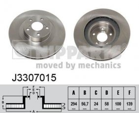 Купить J3307015 Nipparts Тормозные диски Аутбек (1, 2, 3) (2.0, 2.5, 3.0, 3.6)