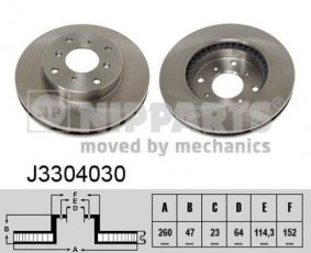 Купить J3304030 Nipparts Тормозные диски Accord (1.6, 1.6 LS, 1.6 i)
