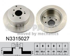 Купить N3315027 Nipparts Тормозные диски Грандис (2.0 DI-D, 2.4)