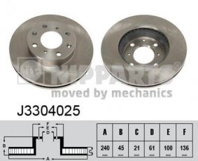 Купить J3304025 Nipparts Тормозные диски Civic (1.4, 1.5, 1.6)
