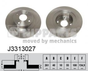 Купить J3313027 Nipparts Тормозные диски Mazda 323 BJ (1.3, 1.5, 1.6, 1.8, 2.0)