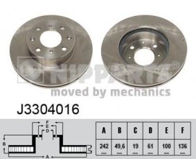 Купить J3304016 Nipparts Тормозные диски Accord (1.6, 1.8, 2.0)