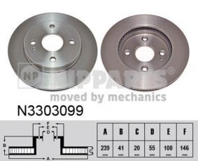Купить N3303099 Nipparts Тормозные диски Мазда 2 (1.3, 1.4, 1.5, 1.6)