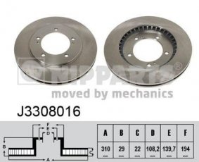 Купити J3308016 Nipparts Гальмівні диски Гранд Вітара ХЛ-7 (1.6, 1.9, 2.0, 2.5, 2.7)