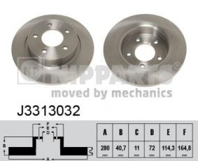 Купить J3313032 Nipparts Тормозные диски Мазда 3 (БК, БЛ) (1.6, 2.0, 2.2, 2.3)