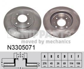Купить N3305071 Nipparts Тормозные диски Lancer 9 (1.3, 1.6, 2.0)