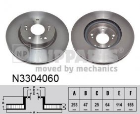 Купить N3304060 Nipparts Тормозные диски Цивик (1.3, 1.6, 1.8, 2.0, 2.2)