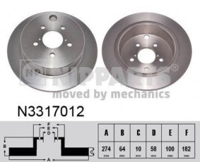Купить N3317012 Nipparts Тормозные диски Субару ХВ (1.6 i, 2.0 D, 2.0 i)