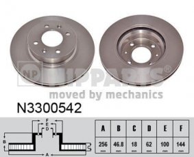 Купить N3300542 Nipparts Тормозные диски Hyundai i20 (1.1, 1.2, 1.4, 1.6)