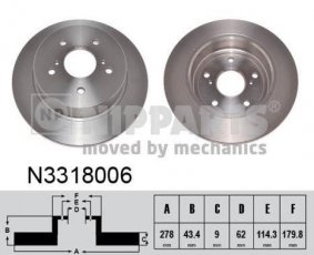 Купить N3318006 Nipparts Тормозные диски Suzuki SX4 (1.5, 1.6, 1.9, 2.0)