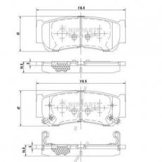 Купить J3610517 Nipparts Тормозные колодки задние Хёндай Н1 (2.5 CRDi, 2.5 CRDi 4WD, 2.5 D) 