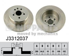 Купить J3312037 Nipparts Тормозные диски Avensis T22 (1.6, 1.8, 2.0)