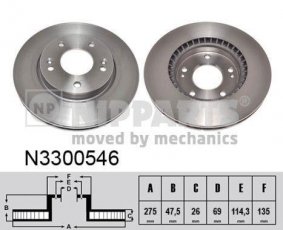 Купити N3300546 Nipparts Гальмівні диски Elantra (1.6 CRDi, 1.6 CVVT, 2.0 CVVT)