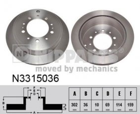 Купить N3315036 Nipparts Тормозные диски Митсубиси АСХ (1.6 DI-D, 1.6 DI-D 4WD, 2.2 Di-D 4WD)