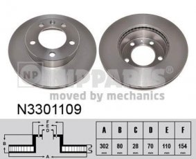 Купить N3301109 Nipparts Тормозные диски Мовано (2.3 CDTI, 2.3 CDTI FWD)