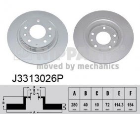 Купить J3313026P Nipparts Тормозные диски Mazda 6 (GG, GH, GY) (1.8, 2.0, 2.2, 2.3, 2.5)