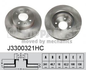 Купить J3300321HC Nipparts Тормозные диски Ай 10 (1.0, 1.1, 1.2)