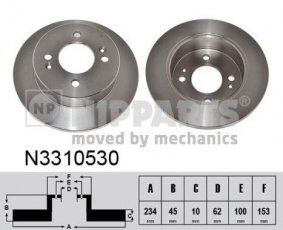 Купить N3310530 Nipparts Тормозные диски Hyundai i10