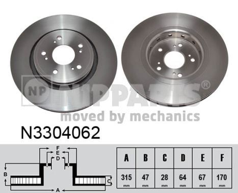 Купити N3304062 Nipparts Гальмівні диски Хонда