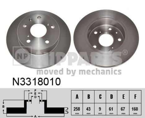 Купити N3318010 Nipparts Гальмівні диски Suzuki SX4 (1.0, 1.4, 1.6)