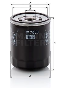 Купити W 7063 MANN-FILTER Масляний фільтр  Фіат 500 (1.4, 1.4 LPG)