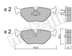 Купить 22-0180-0 Metelli Тормозные колодки задние BMW E36 подготовлено для датчика износа колодок