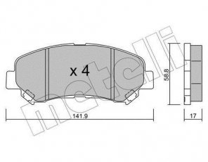 Купить 22-0792-0 Metelli Тормозные колодки передние Х-Трейл (2.0, 2.5) без датчика износа