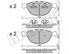 Купить 22-0823-0 Metelli Тормозные колодки передние BMW X5 E70 (3.0, 4.4, 4.8) подготовлено для датчика износа колодок