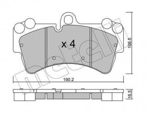 Купить 22-0654-0 Metelli Тормозные колодки передние Audi Q7 (3.0, 3.6, 4.1, 4.2) подготовлено для датчика износа колодок