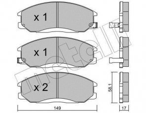 Купити 22-0364-0 Metelli Гальмівні колодки передні Hyundai H1 (2.4, 2.5, 2.6) с звуковым предупреждением износа