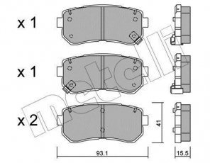Купить 22-0725-0 Metelli Тормозные колодки задние Hyundai i30 (1.4, 1.6, 2.0) с звуковым предупреждением износа