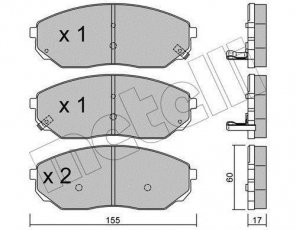 Купити 22-0515-0 Metelli Гальмівні колодки передні Соренто (2.4, 2.5, 3.3, 3.5) с звуковым предупреждением износа