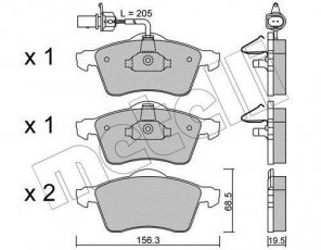 Купить 22-0263-1 Metelli Тормозные колодки передние Транспортер Т4 (1.9, 2.4, 2.5) с датчиком износа