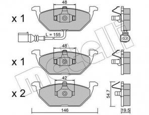 Купить 22-0211-2 Metelli Тормозные колодки передние Бора (1.4, 1.6, 1.8, 1.9, 2.0) с датчиком износа