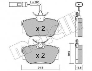 Купить 22-0346-2 Metelli Тормозные колодки задние Transporter T4 (2.5, 2.8) с датчиком износа