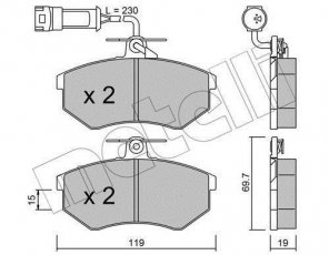Купити 22-0148-1 Metelli Гальмівні колодки передні Audi 200 (2.1, 2.2) з датчиком зносу