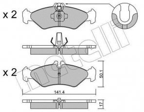 Купити 22-0571-0 Metelli Гальмівні колодки задні Sprinter (901, 902) (2.1, 2.3, 2.7, 2.9) подготовлено для датчика износа колодок