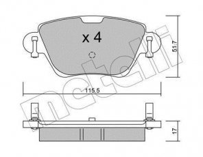 Купить 22-0319-0 Metelli Тормозные колодки задние X-Type (2.0, 2.1, 2.5, 3.0) без датчика износа