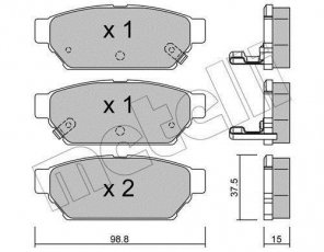 Купить 22-0396-0 Metelli Тормозные колодки задние Лансер (1.6, 1.8, 2.0) с звуковым предупреждением износа