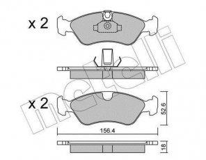 Купить 22-0208-0 Metelli Тормозные колодки передние Vectra B (1.6, 1.7, 1.8, 2.0) подготовлено для датчика износа колодок