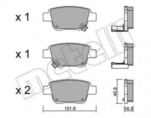 Купити 22-0451-0 Metelli Гальмівні колодки задні Avensis T25 (1.6, 1.8, 2.0, 2.2, 2.4) с звуковым предупреждением износа