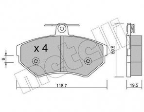 Купить 22-0215-0 Metelli Тормозные колодки передние Ibiza 1.9 TDI без датчика износа