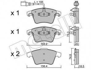 Купить 22-0552-0 Metelli Тормозные колодки передние Мультивен (1.9, 2.0, 2.5) с датчиком износа