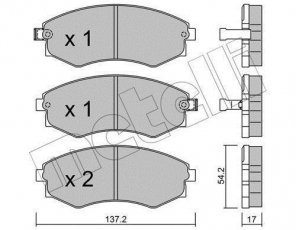 Купить 22-0188-0 Metelli Тормозные колодки передние Лантра (1.5, 1.6, 1.8, 1.9, 2.0) с звуковым предупреждением износа