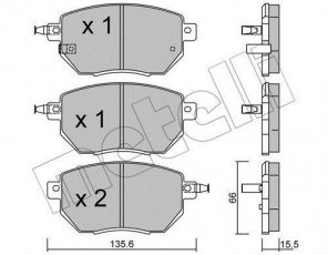 Купить 22-0741-0 Metelli Тормозные колодки передние Инфинити ФХ (35, 37 AWD, 45) с звуковым предупреждением износа